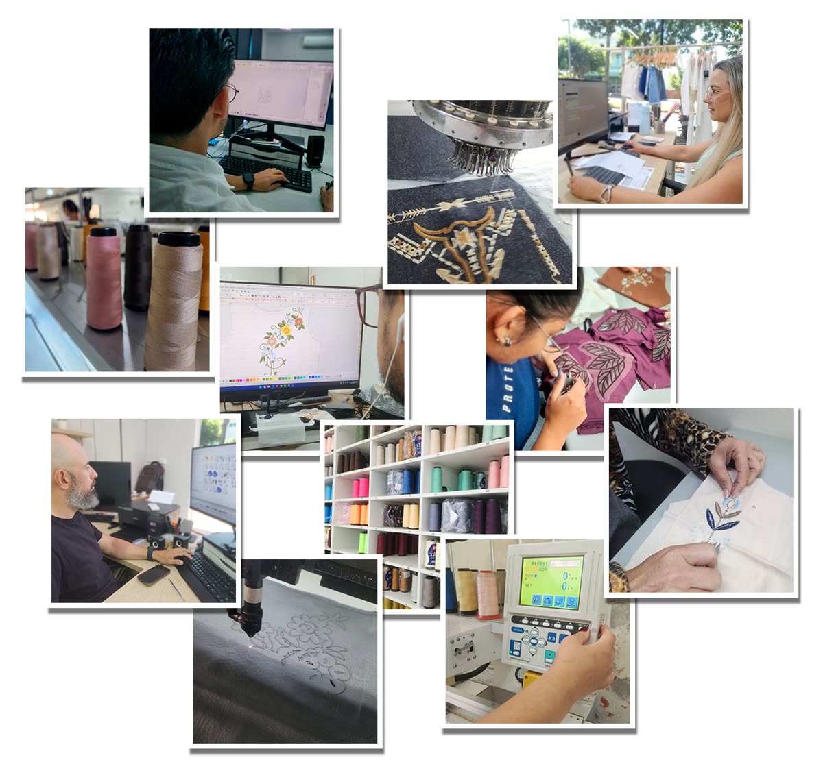 Collage da operação CINJÉ: designers, máquinas e digitalização